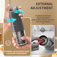 Rechargeable Gravity Sensing Salt and Pepper Grinder Electric 135ML Mill Shaker LED Kitchen Ceramic Salt Grinder