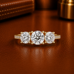 Wholesale Three Stone Lab Grown Diamond Engagement Rings 14K <b>Solid</b> Gold 2.50 CTW Rhodium Plated Women's Custom Manufacturer - Product Image 1