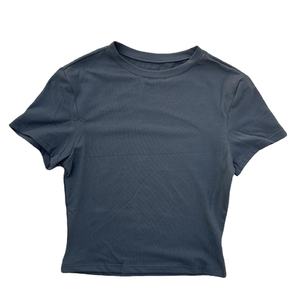 Camiseta de Yoga de Manga Corta para Mujer, Color Sólido, Suave y Transpirable, para Entrenamiento Integral, con Ombligo Expuesto, 100% Personalizable - Product Image 3