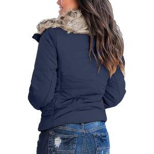 2025 Women's Casual Warm Winter Quilted <b>Faux</b> <b>Fur</b> Parka Lapel Zip Puffer Coat Down Jacket - Product Image 4