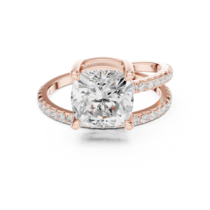 IGI Certificate 14k Solid Gold 3 CT Cushion Shape E VS1 Lab Grown Diamond Women Engagement Wedding <b>Split</b> Shank <b>Ring</b> - Product Image 5