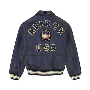 Vestes en cuir Avirex pour hommes, streetwear de luxe sur mesure de haute qualité / Vestes en cuir Avirex imperméables personnalisées pour l'extérieur, fabrication OEM - Product Image 4