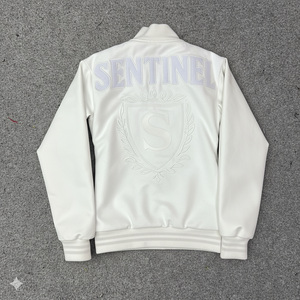 Prefect Cutting Sport Edition Embroidered Genuine Leather Wool Silk Unisex Winter Varsity Jacket <b>Covered</b> <b>Button</b> Closure Front - Product Image 6
