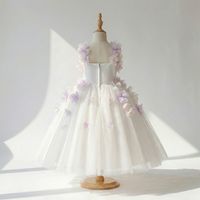 Robe de mariée pour filles, robe de princesse élégante pour enfants, robe de soirée formelle pour adolescentes, robe de bal féerique à fleurs 3D longueur cheville, vente en gros