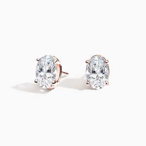Pendientes de Diamantes Cultivados en Laboratorio, Corte Ovalado, Cuatro Puntas, Plata de Ley 925, 1 Quilate, Acabado en Oro Rosa de 14K, Certificados por IGI - Product Image 5