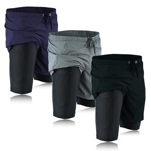 Shorts de sport pour homme, taille mi-haute, en coton, doux, respirants, avec poches, style décontracté, en tissu tricoté AI-SH-47 - Product Image 6