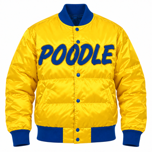 Chaqueta Acolchada Tipo Bomber para Mujer, Color Amarillo y Azul, con Letras Bordadas, Abrigo de Invierno Cálido y Acolchado - Product Image 6
