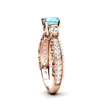Bague de mariage en argent sterling 925 avec pierre précieuse ronde en topaze bleu ciel naturelle, prix de gros d'usine, bague en pierre semi-précieuse