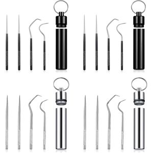 Portable Titanium <b>Toothpicks</b> Set Reusable Metal Stainless Steel <b>Toothpicks</b> Holder for Outdoor Picnic Travel Size Oral Care - Product Image 1