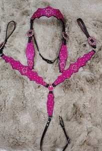 Chaud Rouge Strass Bling Cheval Tack Ensemble Headstall Poitrine Plaque En Cuir Véritable Léger Saisonnier Cheval Débarrasser Équipements - Product Image 4