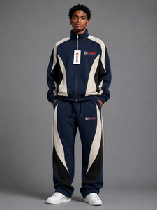 Ensemble de survêtement sportif FLY Humble pour homme, blanc et bleu, avec fermeture éclair intégrale, respirant, en nylon, idéal pour l'été, prix abordable, motif léopard personnalisé - Product Image 5