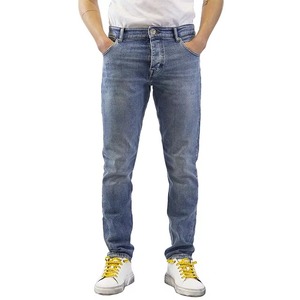 Jeans en denim sur mesure en gros pour hommes, 100% coton, bleu, coupe slim, délavé, style vintage, avec adoucissant, fabriqué en Chine - Product Image 1