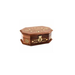 Handcrafted <b>Wooden</b> Jewelry <b>Box</b> with Brass Inlay, Decorative <b>Keepsake</b> Storage Organizer for Rings Earrings Necklaces & Gifts Home - Product Image 1