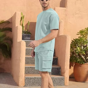 Ensemble court décontracté pour homme en polyester/coton respirant coupe-vent pour l'été - Product Image 3