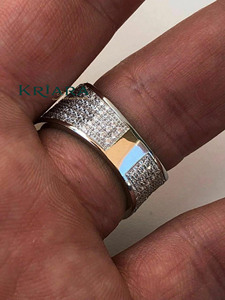 Bague pour homme en argent 925 plaqué or blanc avec diamants de laboratoire couleur D, style hip-hop, design carré, pour usage quotidien - Product Image 5