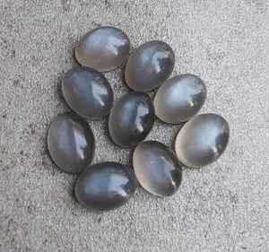 Piedra preciosa de piedra lunar gris, cabujón ovalado con parte trasera plana, piedra suelta para fabricación de joyas, suministros de artesanía, coleccionable - Product Image 4