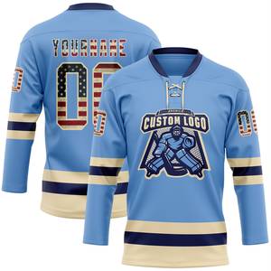 Maillot de hockey personnalisé unisexe pour adulte, col en V, sublimé, anti-humidité, uniforme de hockey sur glace, entraînement, 100% polyester - Product Image 3
