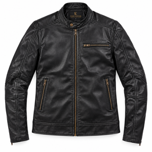 Chaqueta de Motero de Cuero Negra Dean para Hombre, Invierno, Bordada, Resistente al Viento, Transpirable, Ecológica, Antibacteriana, Personalizable - Product Image 1