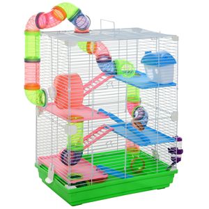 Gabbia Portatile a 5 Livelli per Criceti con Ruote per Esercizio e Tubo, Trasportino da Viaggio per Animali Domestici - Product Image 1