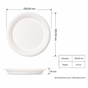 Plato Desechable de Bagazo Blanco Resistente de 9 Pulgadas, Biodegradable, Compostable, Apto para Microondas, para Fiestas y Catering - Product Image 4