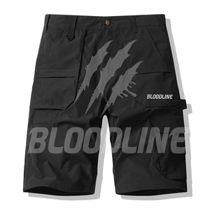 BLOODLINE Men's Cargo Shorts Solid Gray <b>Mid</b> Waist Quick Dry Bermuda Workwear Style with Multiple Pockets - Product Image 4