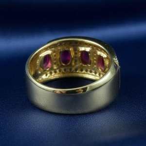<b>Ruby</b> Anniversary Ring 925 Sterling Silver 14K Gold Plated Elegant Handmade Jewelry Gift For Her Women - Product Image 3