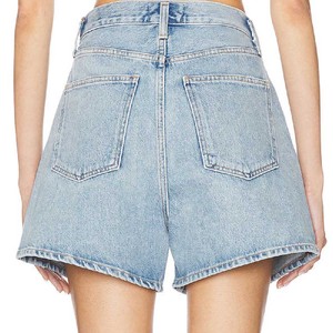 Shorts de mezclilla rectos casuales de verano para mujer, talla grande, personalizados, sexys, de cintura alta, con dobladillo deshilachado y aberturas, lavado claro, estilo streetwear - Product Image 5