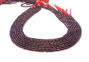 AAA Natural Rhodolite Garnet Smooth Pipe Shape Beads 4x6 MM <b>Red</b> Garnet Gemstone Beads 15 Inch Strand Plain Rhodolite Garnet Bead - Product Image 4