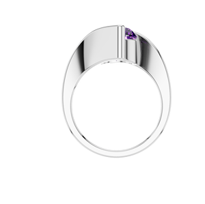 Élégante bague de fiançailles en améthyste cultivée en laboratoire de 1 carat en or blanc massif 925 en argent sterling coupe ovale mariage classique certifié IGI - Product Image 4