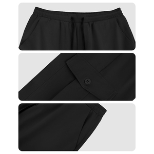 Pantalones Deportivos Cargo Negros para Hombre, Cintura Elástica con Cordón, Múltiples Bolsillos, Corte Recto Informal, Tela de Poliéster, Ropa de Otoño - Product Image 5
