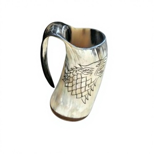 Custom Logo Engraved Handmade Handicraft Buffalo Horn Viking Drinking Tankard Mugs Waterproof Eco-Friendly Natural Shape Antique - Product Image 4