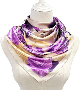 Hot Sale Fashion Custom Designer Printed Long Square Head Korean Silk Bandana Protective Scarf Women Party Scarf Women Bandanas - Product Image 2