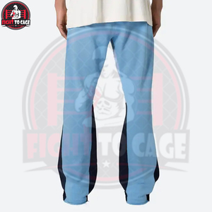 Pantalones Deportivos de Moda, Ligeros y Cómodos, con Logotipo Personalizado, Color Azul Cielo, con Paneles Laterales de Dos Tonos, Estilo Urbano Informal para Hombre - Product Image 2