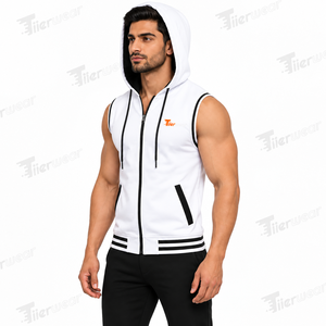 High Quality Quick-Drying Sleeveless Hooded Sports <b>Vest</b> for Men French Fabric Basketball Workout Fitness Sleeveless Hoodies - Product Image 2