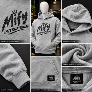 Nouveau Sweat à Capuche Premium Gris Délavé 2026 avec Logo Graphique Blanc Imprimé et Poche Kangourou – Sweat Personnalisé pour Homme - Product Image 6