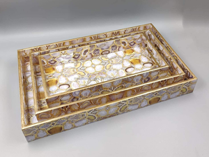 Lot de 3 plateaux de service en MDF personnalisables de haute qualité avec impression numérique, style européen, pour hôtels, artisanat métallique - Product Image 2