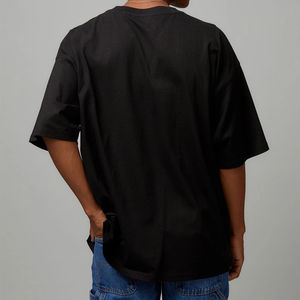 T-shirt en maille unie coupe droite style urbain, logo personnalisé, streetwear, haut court épais, 100 % coton biologique - Product Image 6