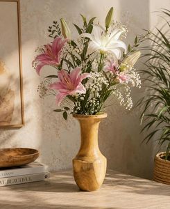 Florero de Madera Hecho a Mano, Porta Flores de Bambú Pulido para Mesa, Recipiente Decorativo Rústico para Hogar y Bodas - Product Image 3