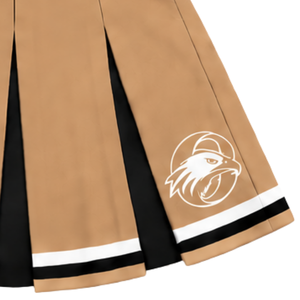 Ensemble d'uniformes de cheerleading personnalisés par le fabricant, couleur kaki beige, haut court sans manches à col en V avec jupe plissée, vêtements de performance pour équipe - Product Image 4