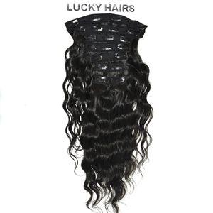 Extensions de cheveux humains 100% à clipser, Remy indien, noir naturel, ondulation naturelle, ensemble de plusieurs mèches, application facile, pour volume et allongement des cheveux - Product Image 3