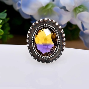 Natural Ametrine 925 Sterling <b>Silver</b> Natural Gemstone <b>Ring</b> for Women Yellow Purple Quartz Jewelry Vintage Elegant <b>Ring</b> - Product Image 6