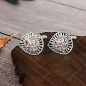 Boutons de manchette de luxe en zircon rose plaqué argent platine pour mariage formel, cadeau de créateur pour homme - Product Image 4