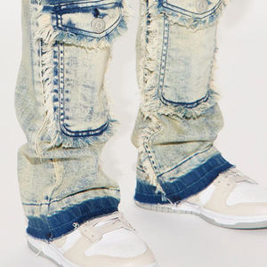 Pantalon en jean extensible élégant pour garçons, avec poches latérales et fermeture boutonnée, style streetwear / décontracté, avec logo personnalisé, à prix abordable. - Product Image 5