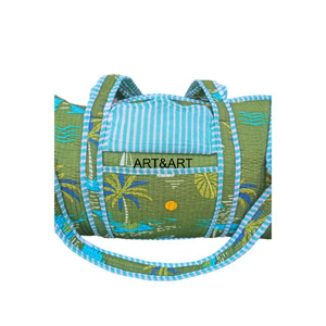 Sac de voyage décontracté matelassé en coton personnalisé, imprimé floral sans couture, sac à langer matelassé léger grande capacité pour maman - Product Image 4