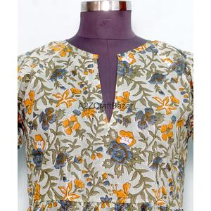 Robes d'été décontractées et élégantes pour femmes, style vintage, 100 % coton, mini, col en V, coupe trapèze, imprimé floral, manches courtes, pour soirées - Product Image 3