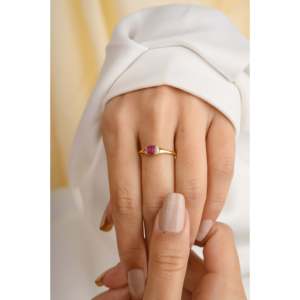 18K Yellow Gold Sapphire Diamond Statement Engagement Ring - Product Image 5