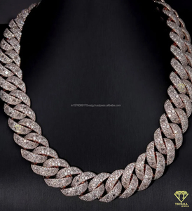 Cadena cubana Iced Out de plata de ley 925 con diamantes de moissanita VVS, estilo Hip Hop, para hombre - Product Image 1