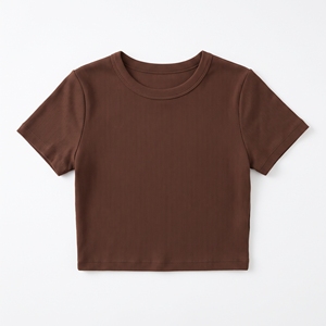 Top Corto de Verano para Mujer, Cuello Redondo, Manga Corta, 100% Algodón, Transpirable, Elástico, Corte Regular, Casual, OEM, ODM, Logotipo Personalizado, Precio Bajo - Product Image 5
