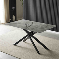 Table de salle à manger en céramique grise de 6 mm, style minimaliste, vente en gros d'usine