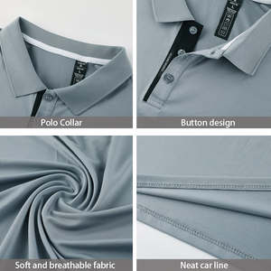 Polo de Manga Corta para Hombre, Color Sólido, con Ribete en Contraste, Corte Regular, Ropa Casual, Tejido de Punto 100% Poliéster - Product Image 5